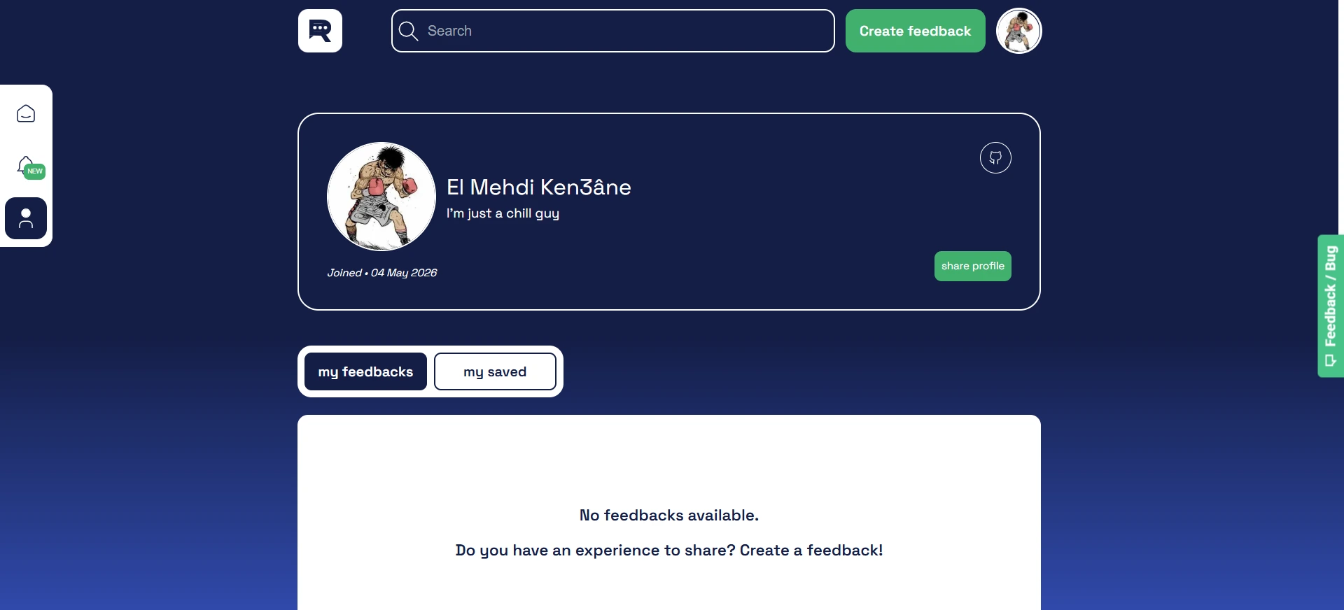 Leet Reviews — user profile page